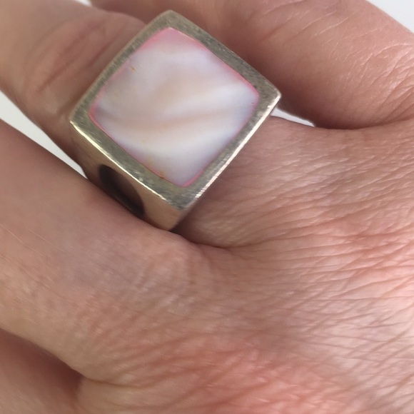 Sterling Pink Quartz Large Statement Ring Size 8 CF side Cut outs - Picture 2 of 6